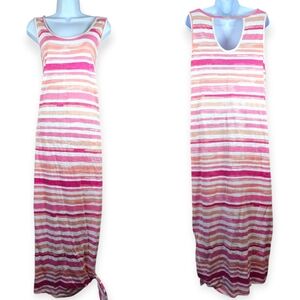 NWOT Dreams Co pink white striped cotton maxi dress Womens Medium